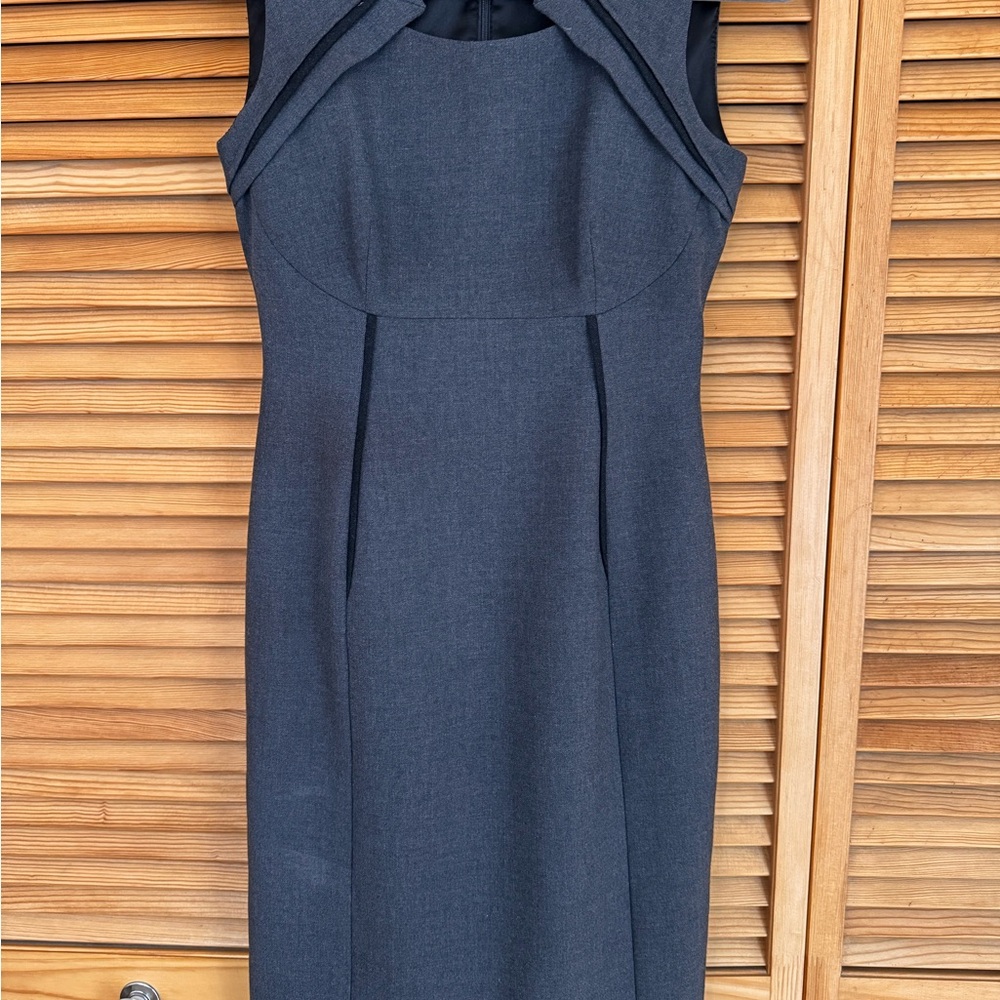 Elie Tahari Gray Halter Sheath Midi Dress